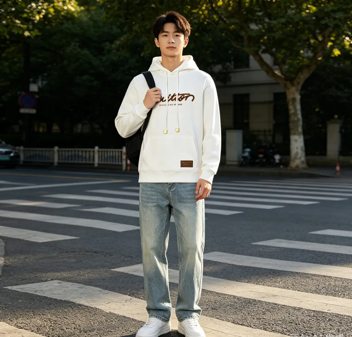 Louis Vuitton Signature Letter Pattern Printed Hooded Sweatshirt